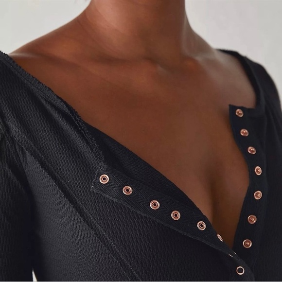 Free People Sloane Bodysuit Black Size Medium NWT - Picture 3 of 6